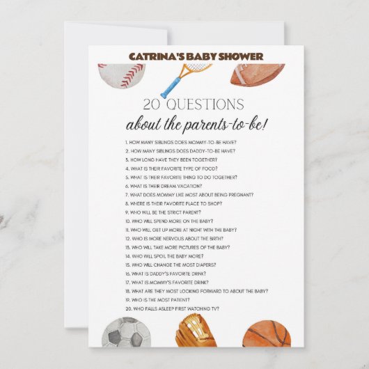 All Stars Sport Baby Shower - Bewerkbare Naam, 5x7 Kaart (Voorkant)