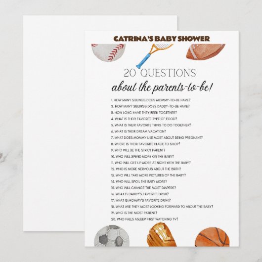 All Stars Sport Baby Shower - Bewerkbare Naam, 5x7 Kaart (Voorkant / Achterkant)