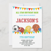 All Stars Sport Party Uitnodigingen Verjaardag (Voorkant)