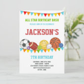 All Stars Sport Party Uitnodigingen Verjaardag (Staand voorkant)