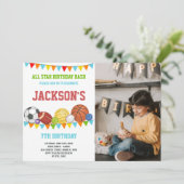 All Stars Sport Party Verjaardag Uitnodigingen fot (Staand voorkant)