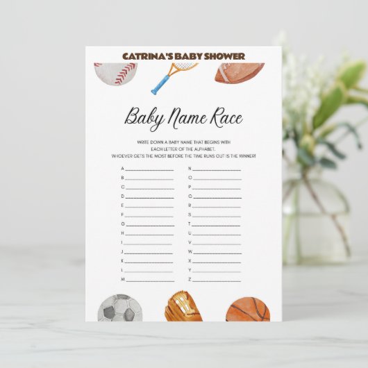 All Stars Sports Baby shower - bewerkbare naam, 5x Kaart (Staand voorkant)