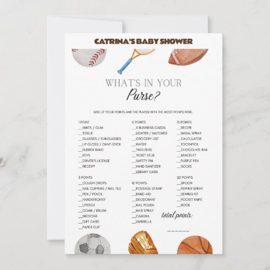 All Stars Sports Baby shower - bewerkbare naam, 5x Kaart (Voorkant)