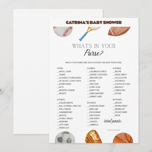 All Stars Sports Baby shower - bewerkbare naam, 5x Kaart (Voorkant / Achterkant)