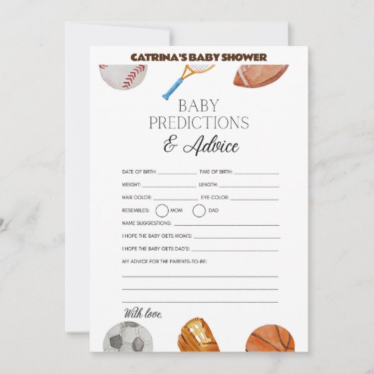 All Stars Sports Baby shower - bewerkbare naam, 5x Kaart (Voorkant)