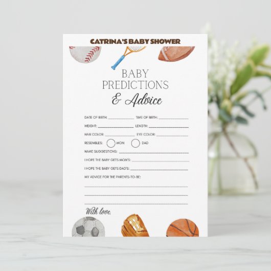 All Stars Sports Baby shower - bewerkbare naam, 5x Kaart (Staand voorkant)