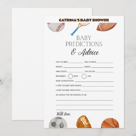 All Stars Sports Baby shower - bewerkbare naam, 5x Kaart (Voorkant / Achterkant)