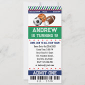 All Stars Sports Ticket Uitnodiging Verjaardag (Voorkant)