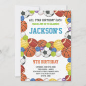 All Stars White Sport Party Uitnodigingen Verjaard (Voorkant)