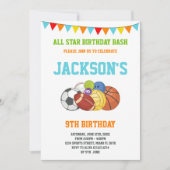 All Stars White Sport Party Uitnodigingen Verjaard (Voorkant)