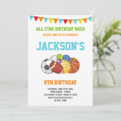 All Stars White Sport Party Uitnodigingen Verjaard (Staand voorkant)
