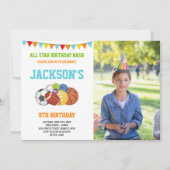 All Stars White Sports Party Verjaardag met foto Kaart (Voorkant)