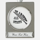 "All STATE", Clarinet, Ketting, juwelen, meisje, m Verzilverd Banner Ornament (Voorkant)