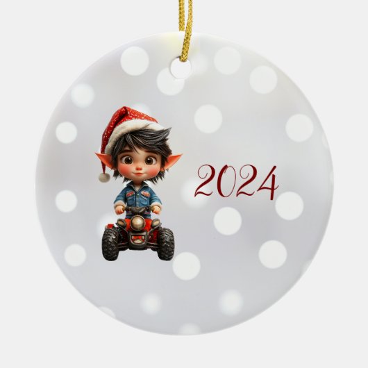 All-Terrain Kerst Elf Keramisch Ornament (Voorkant)