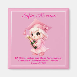 🎓 All text Chibi Champagne Graduation Magneet
