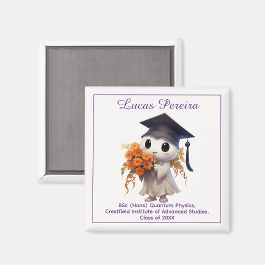 🎓 All text Chibi Physics Graduation Magneet (Voorkant / Achterkant)