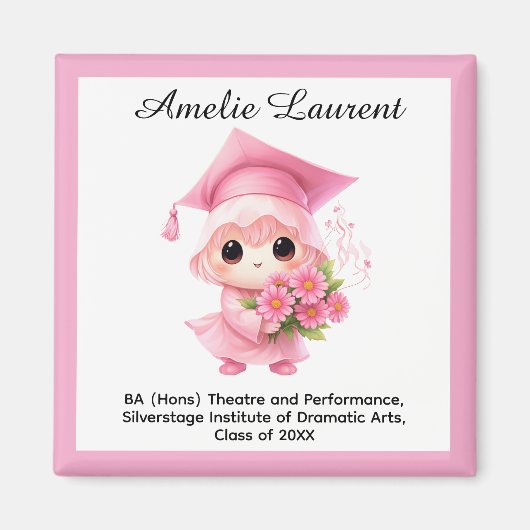 🎓 All text custom Chibi Bloom Graduation Magneet (Voorkant)