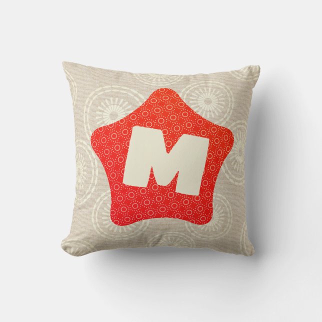 All Textured Look Voeg een monogram heldere ster t Kussen (Voorkant)