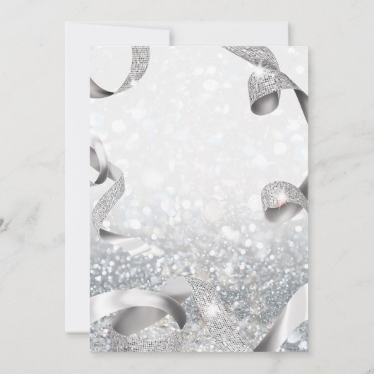 All That Glitters Zilver & Wit Verjaardagsfeest Kaart (Achterkant)