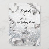 All That Glitters Zilver & Wit Verjaardagsfeest Kaart (Voorkant / Achterkant)