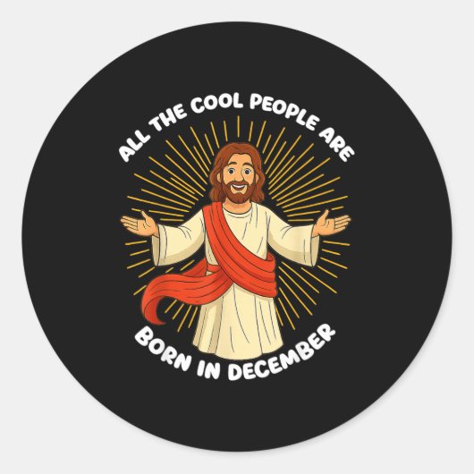 All The Cool People Are Born In December Funny Quo Ronde Sticker (Voorkant)