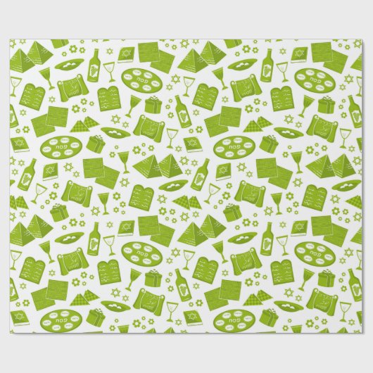 All The Symbols For Passover In Green Cadeaupapier (Vlak)