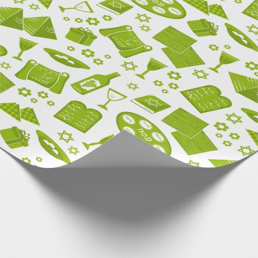 All The Symbols For Passover In Green  Cadeaupapier (Hoek)