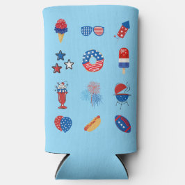 All Things America in rood, wit en blauw voor 4 ju Seltzer Blikjeskoeler