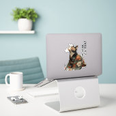 "All Things Change" Japanese Cat in Kimono Art Sticker (Laptop op bureau)