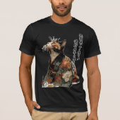"All Things Change" Japanese Cat in Kimono Art T-shirt (Voorkant)