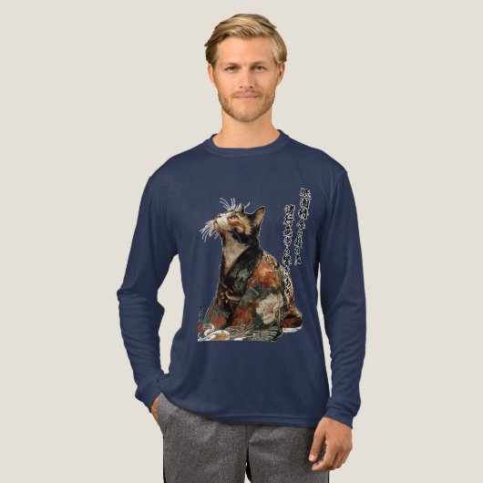 "All Things Change" Japanse Kat in Kimono Tri-Blend Shirt (Voorkant)