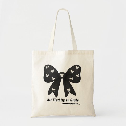 All Tied Up In Style Tote Bag – Elegant Black Bow (Voorkant)