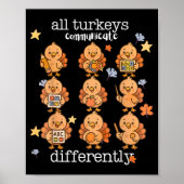 All Turkeys Communicate Differently Thanksgiving A Poster (Voorkant)