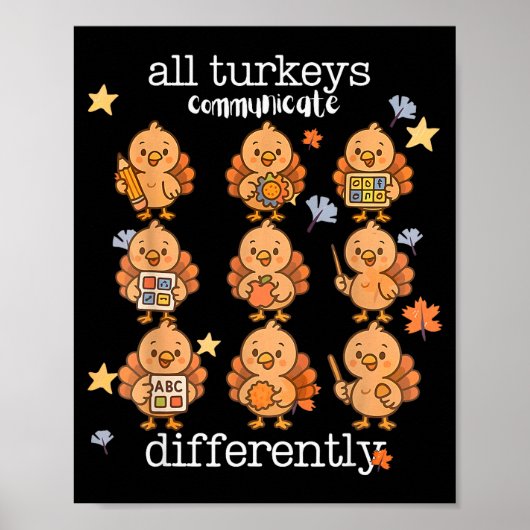All Turkeys Communicate Differently Thanksgiving A Poster (Voorkant)