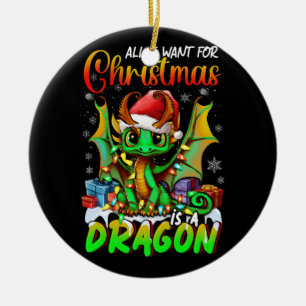 All Want voor Kerstmis is A Dragons Santa Hat Anim Keramisch Ornament