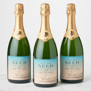 All We Need Is Love Beach Bruiloft Sparkling Wijnetiket