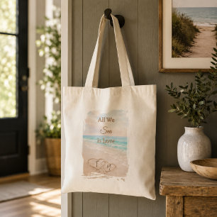 All We Sea Is Love Beach Harten Zand Monogram Tote Bag