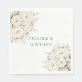 All White Bloemen Bruiloft Servet