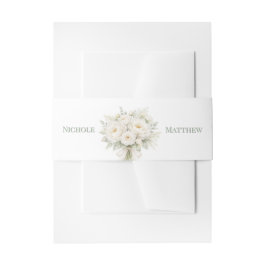 All White Bloemen Bruiloft Uitnodigingen Wikkel