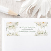 All White Bloemige Trouwadres Etiket (Insitu)