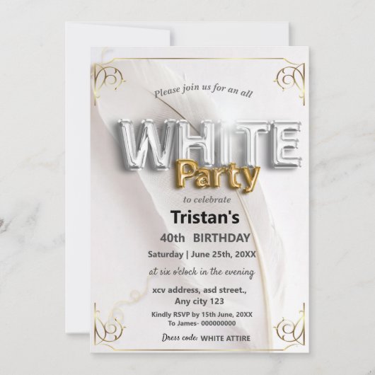 All White Feest of All White Party Kaart (Voorkant)