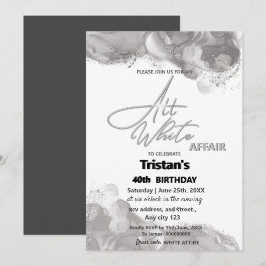 All White-feest of All White-party Kaart (Voorkant / Achterkant)