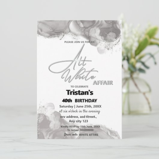 All White-feest of -feestje Kaart (Staand voorkant)