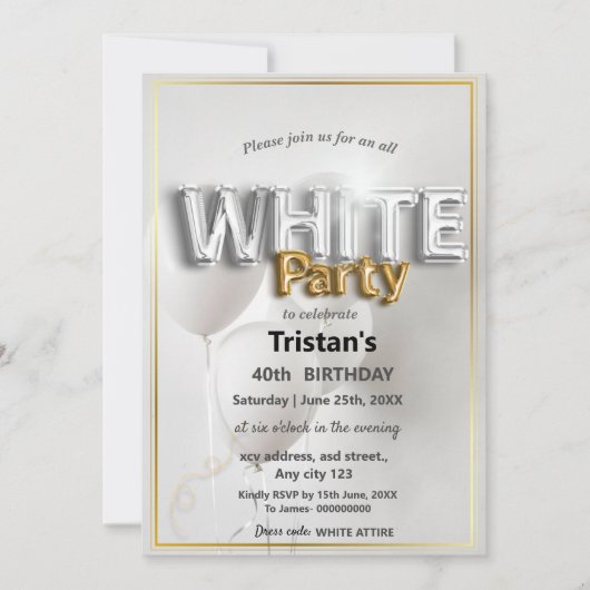 All White Feest or All White Party Kaart (Voorkant)