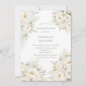 All White Floral Engagement Party Kaart (Voorkant)