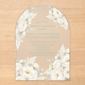 All White Floral Wedding Celebration Acryl Uitnodigingen (Voorkant)