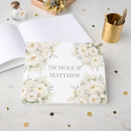 All White Floral Wedding Gastenboek
