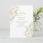 All White Floral Wedding Shower Kaart (Staand voorkant)