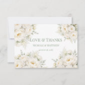 All White Floral Wedding Thank You Cards Bedankkaart (Voorkant)