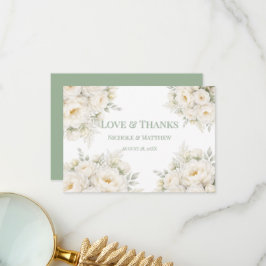 All White Floral Wedding Thank You Cards Bedankkaart